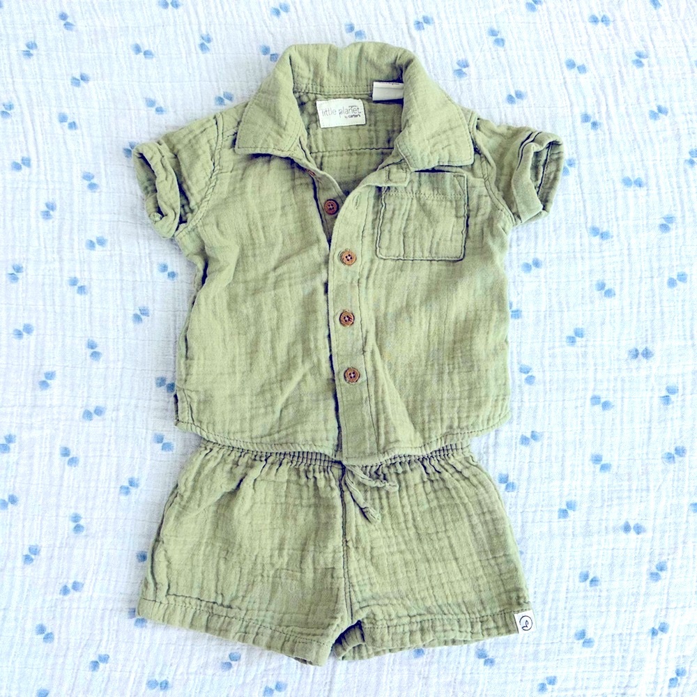 Carter’s Little Planet Organic Cotton Gauze Shirt & Shorts Set - 3 months